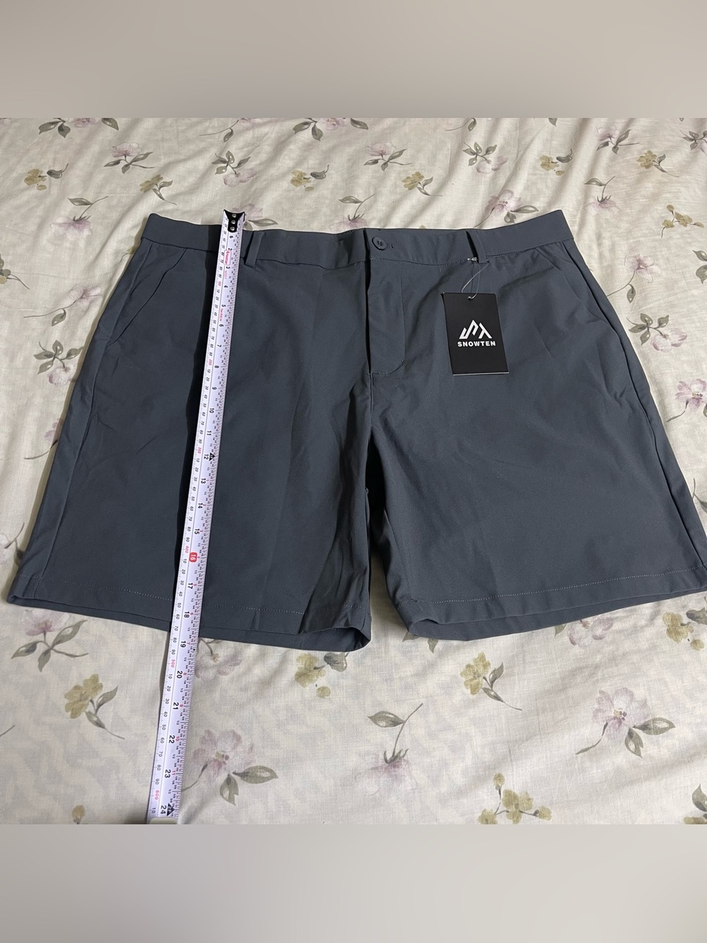 Men's Dark Grey Flat-Front Performance Shorts - Picture 5 of 9